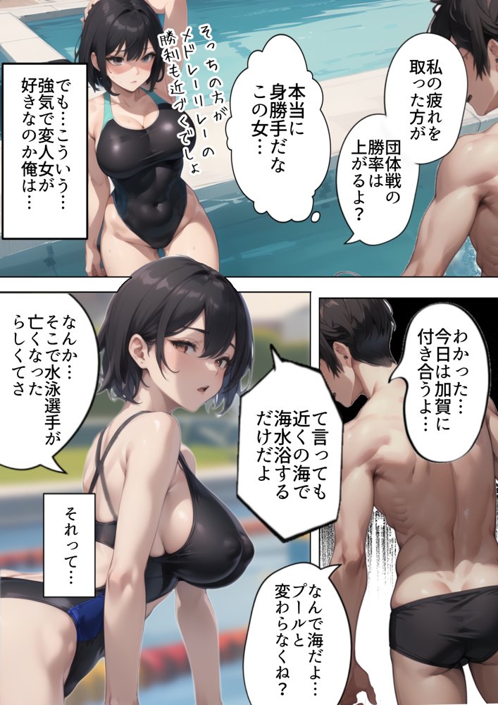 開業！寝取られ精液プール〜天才水泳女子は合宿サボるもチャラ男集団にナンパされ開業前のプール「白濁精液プール」に浸らされ孕む！男子部員に告白された合宿中に寝取られる話 無料エロ漫画 raw エロ同人誌画像 011