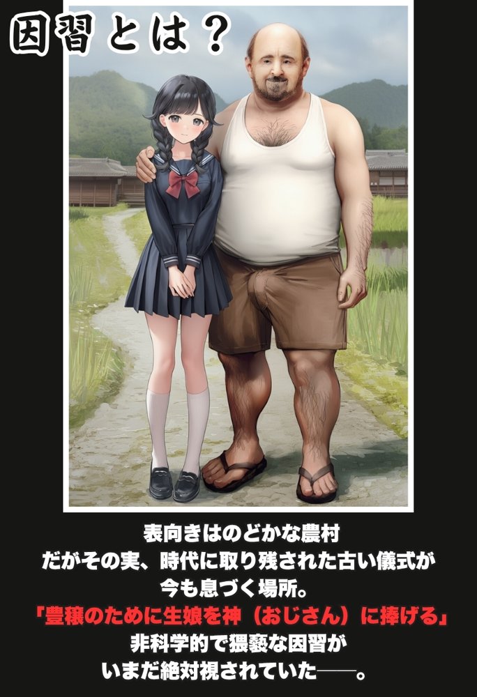 【因習村】村の飢饉を救うため差し出された僕の彼女、BMI40越えの性欲だけはいっちょ前の種付けおじさんに媚薬を飲まされ、おじさん特有のねちっこい前戯で全身べちょべちょに舐められた挙げ句、聖なる肉棒（チンカス付き）の掃除を実施！その後は遂に処女おまんこにゴールイン！入念かつ丹念にがん突きにされ、イキまくりんぐ！一晩中汗だくで連続絶頂アクメを決めさせられた話 無料エロ漫画 raw エロ同人誌画像 002