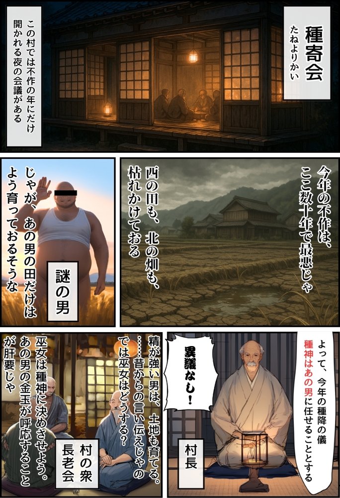 【因習村】村の飢饉を救うため差し出された僕の彼女、BMI40越えの性欲だけはいっちょ前の種付けおじさんに媚薬を飲まされ、おじさん特有のねちっこい前戯で全身べちょべちょに舐められた挙げ句、聖なる肉棒（チンカス付き）の掃除を実施！その後は遂に処女おまんこにゴールイン！入念かつ丹念にがん突きにされ、イキまくりんぐ！一晩中汗だくで連続絶頂アクメを決めさせられた話 無料エロ漫画 raw エロ同人誌画像 006