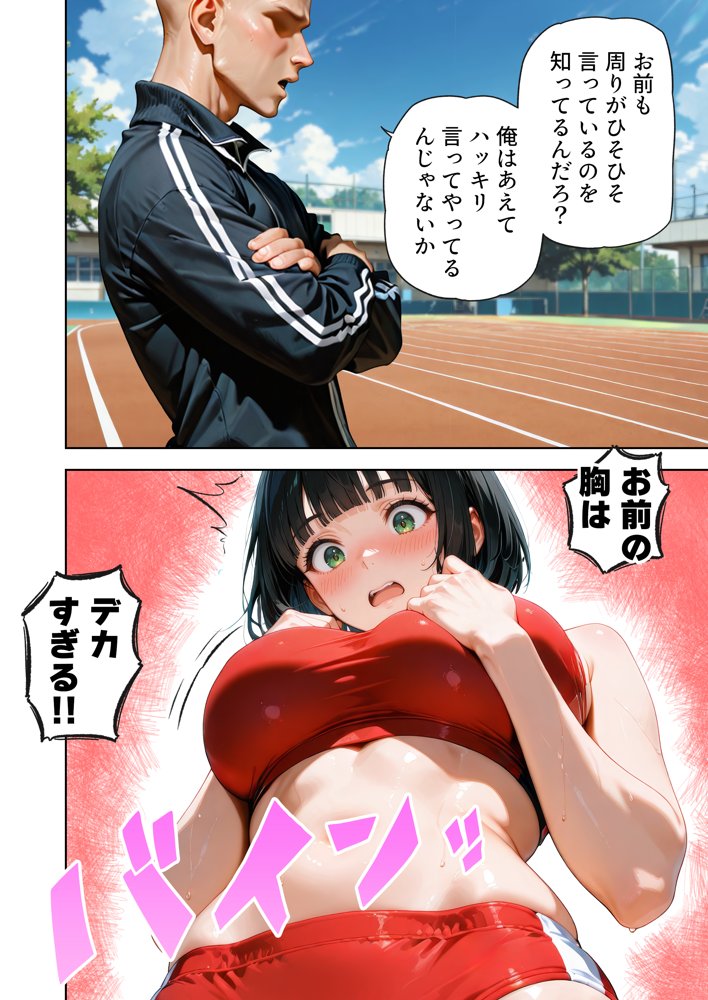 巨乳が暴れて走れませんッ！ 補欠落ちした陸上部元エースがコーチに秘密の特訓を指導してもらう話 無料エロ漫画 raw