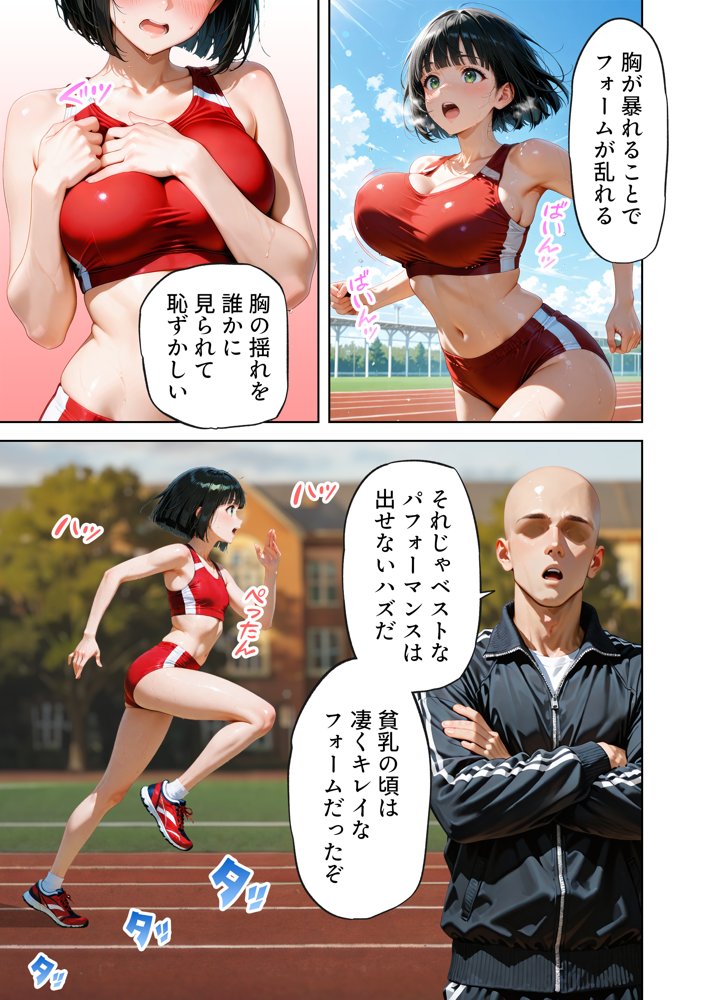 巨乳が暴れて走れませんッ！ 補欠落ちした陸上部元エースがコーチに秘密の特訓を指導してもらう話 無料エロ漫画 raw
